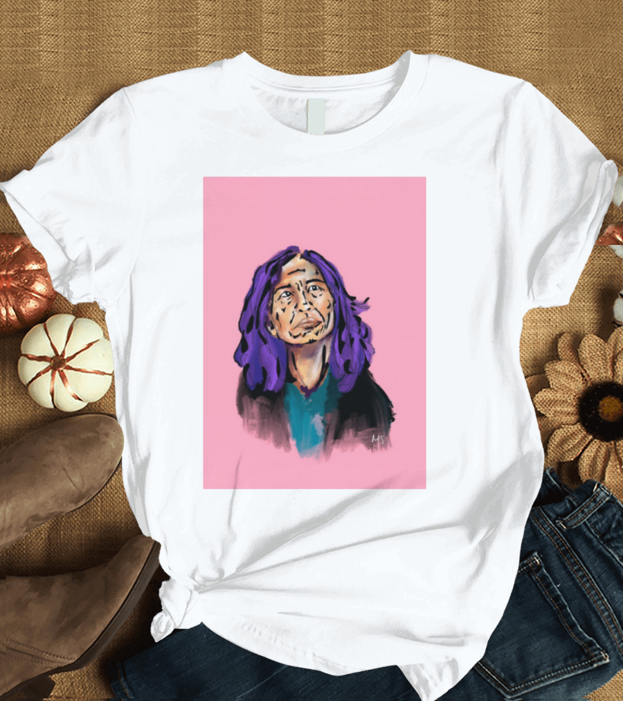 Emergency Fundraising Purple Haired Person on Pink Background T-Shirt