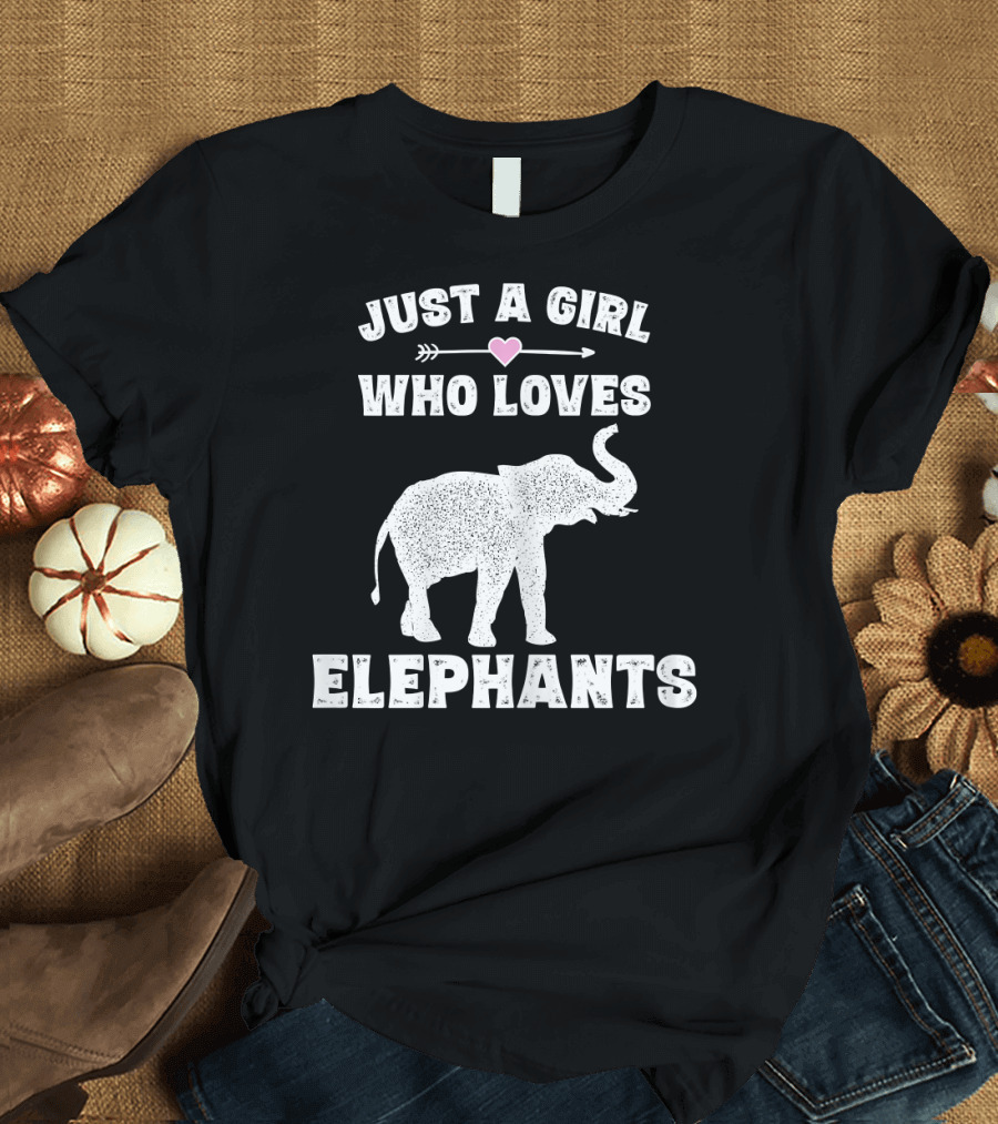 Just A Girl Who Loves Elephants Funny Elephants Arrow Heart T-Shirt