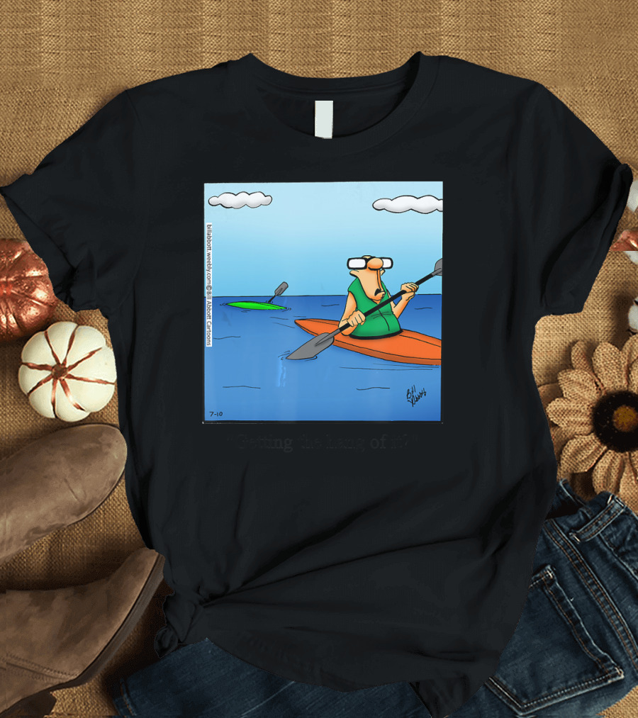 Getting the Hang of It Kayaking Humor Cartoon Spectickles T-Shirt