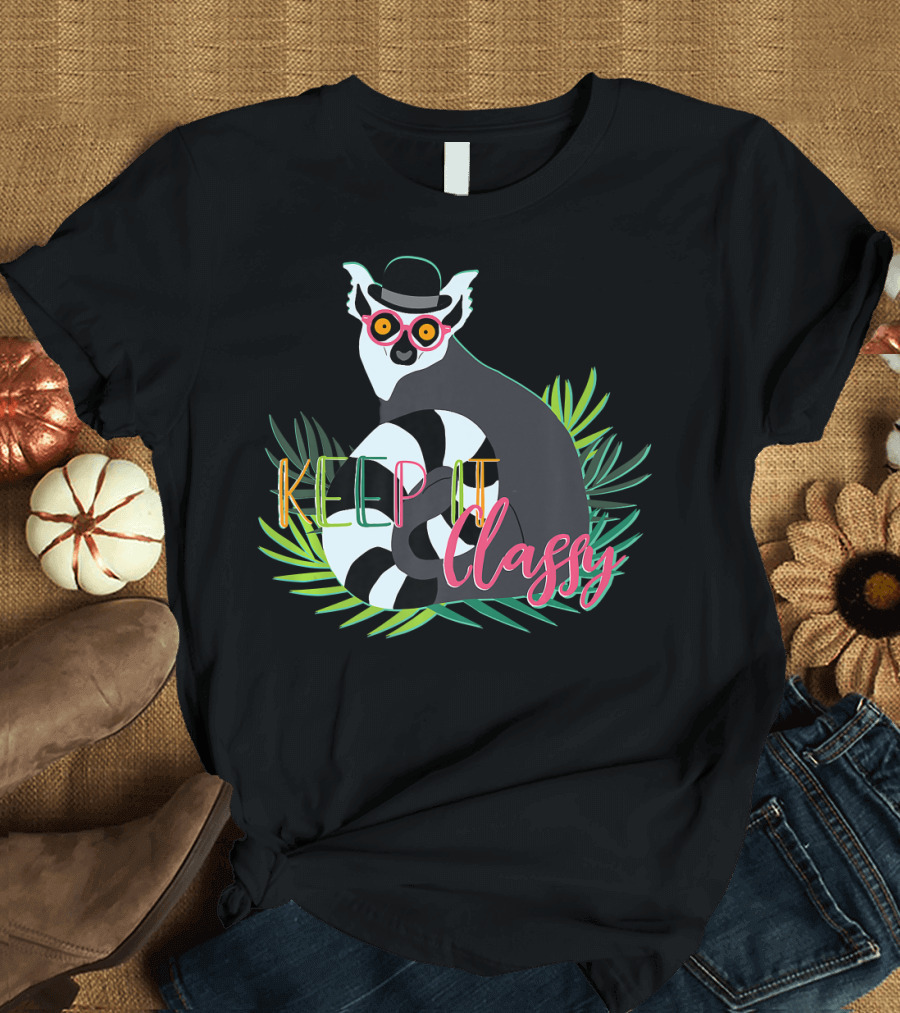 Keep It Classy Funny Lemur with Hat and Glasses T-Shirt
