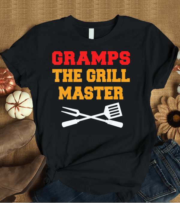 T-Shirt: Gramps The Grill Master Grilling Fork and Spatula T-Shirt Gramps The Grill Master Grilling Fork and Spatula T-Shirt