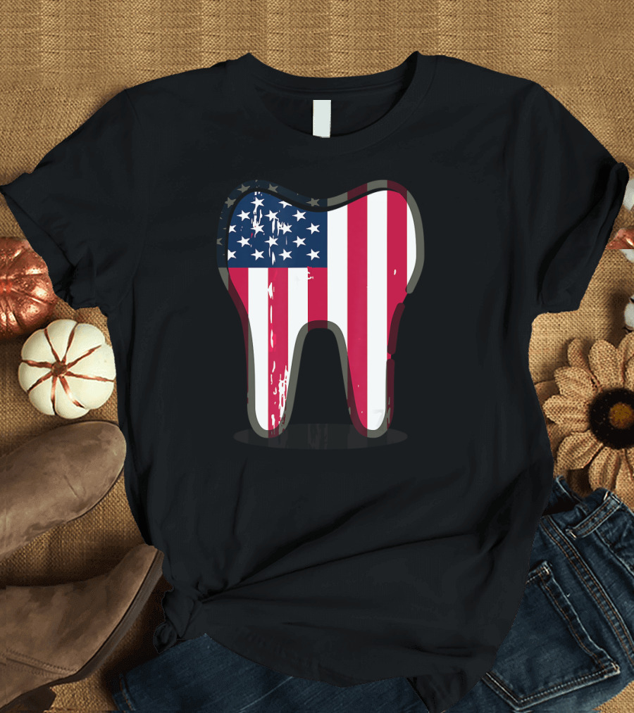 Patriotic American Flag Tooth for Dentists T-Shirt