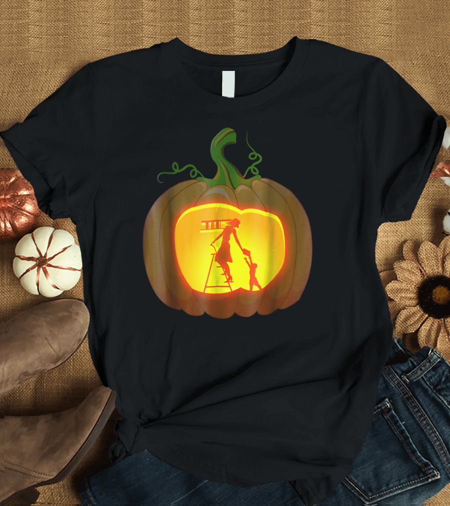 School Librarian Pumpkin Book Lover Twilight Scene T-Shirt