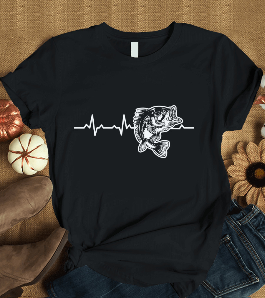 Sea Animal Lover Heartbeat Fishing T-Shirt