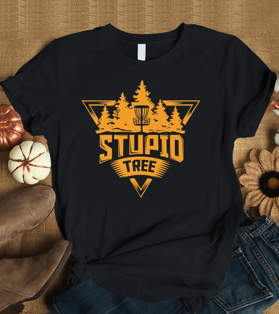Stupid Tree Funny Disc Golf Ultimate Frisbee Forest Scene T-Shirt