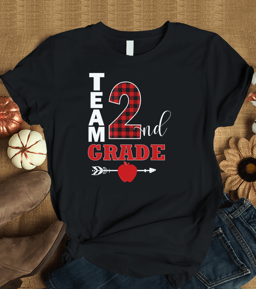 Team 2nd Grade Lumberjack Plaid Teacher T-Shirt