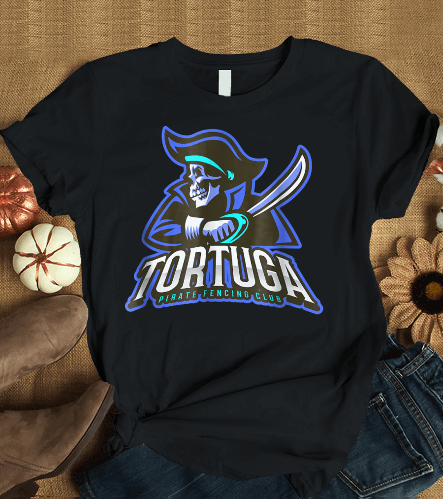 Tortuga Pirate Fencing Club Skull and Sword T-Shirt