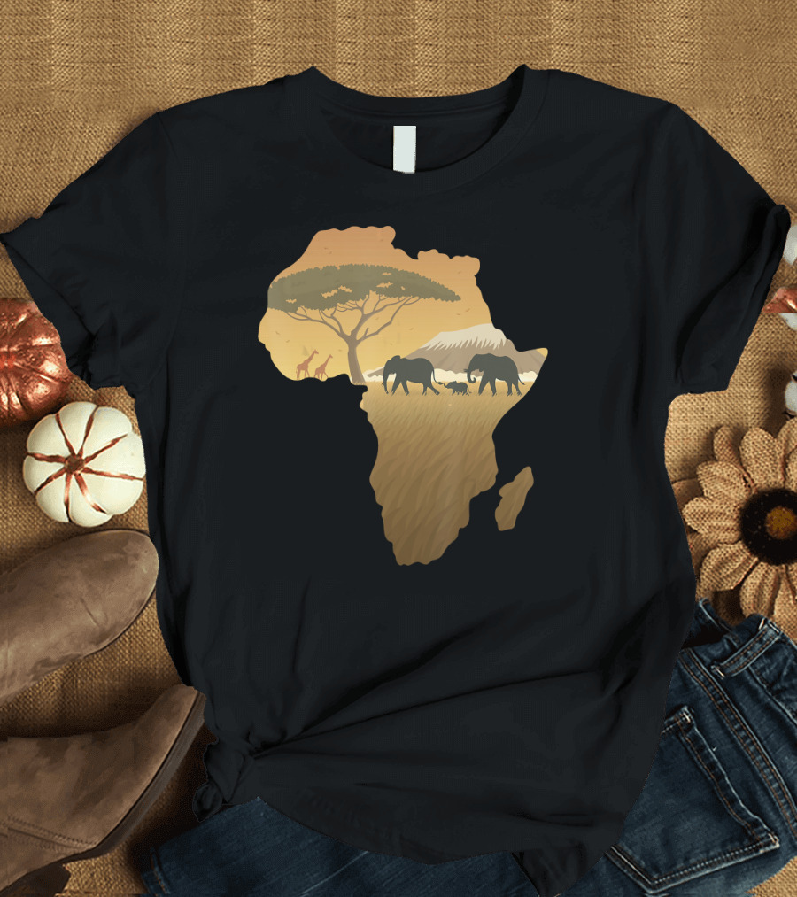 Africa Elephant Safari Map Dad South Ani T-Shirt