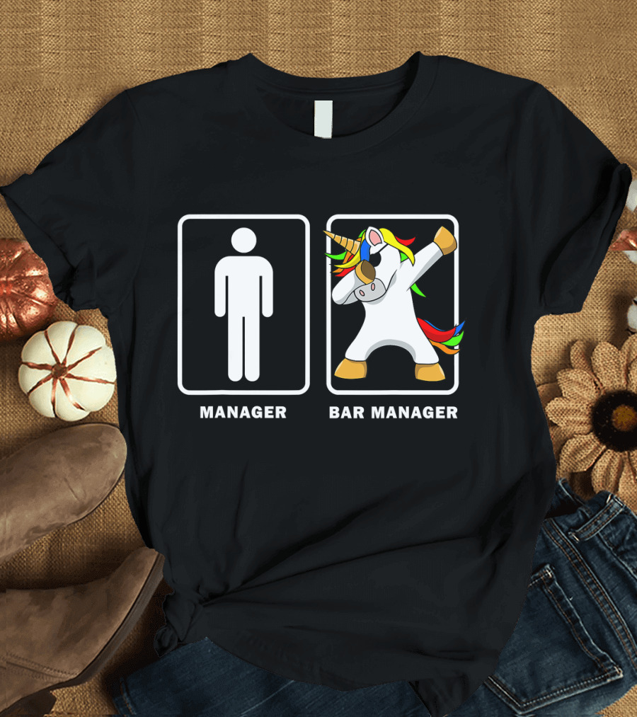 Funny Bar Manager Men Dabbing Unicorn Meme T-Shirt