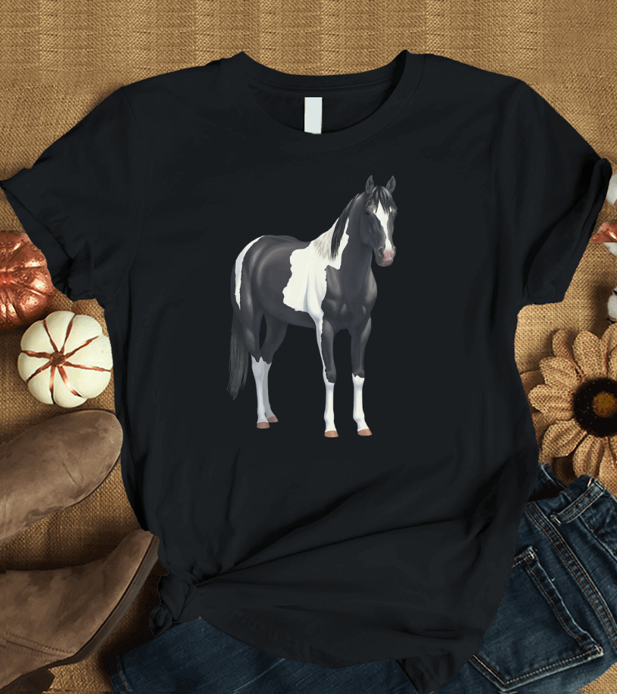 Beautiful Black Pinto Paint Horse T-Shirt