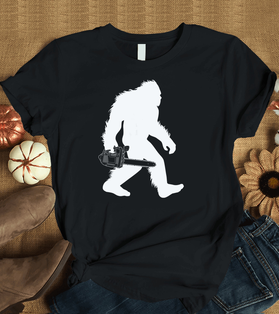 Bigfoot With Chainsaw Lumberjack Sasquatch T-Shirt