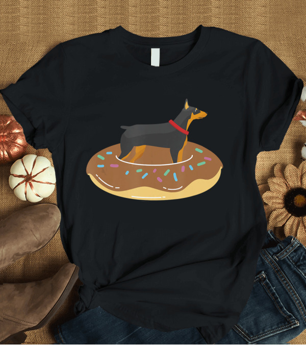 T-Shirt: Doberman on Chocolate Sprinkled Donut Pool Float T-Shirt Doberman on Chocolate Sprinkled Donut Pool Float T-Shirt