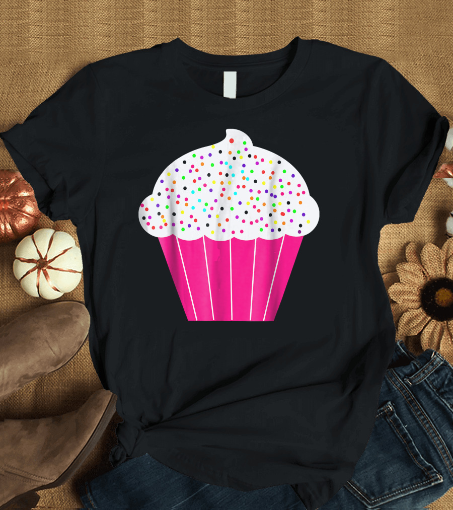 Cupcake Fun Food Costume White Frosting with Colorful Sprinkles T-Shirt
