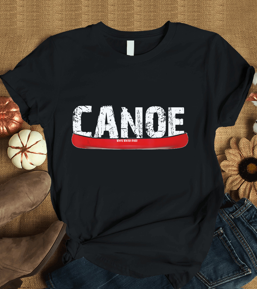 Canoe White Water River Distressed Camping T-Shirt