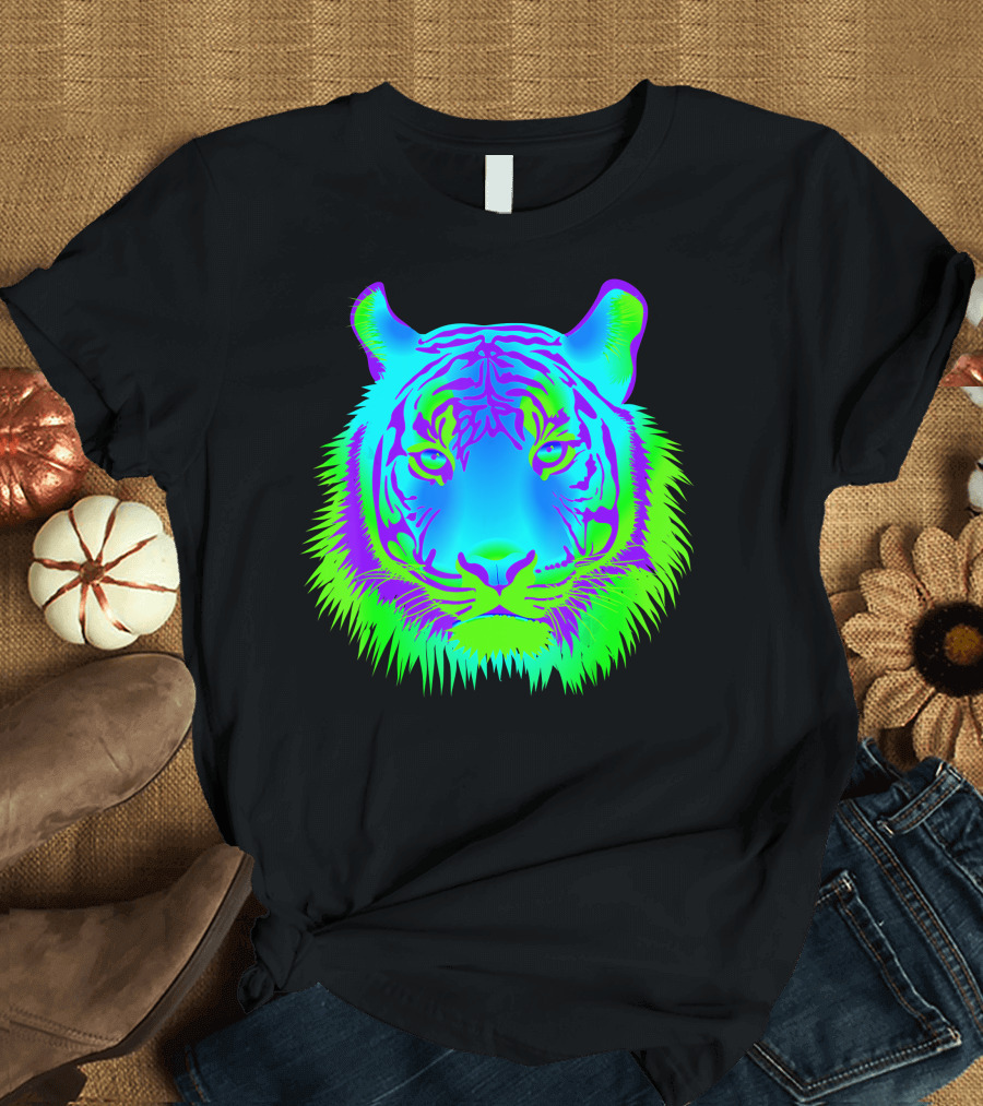 EDM Electronic Dance Techno Colorful Neon Tiger T-Shirt