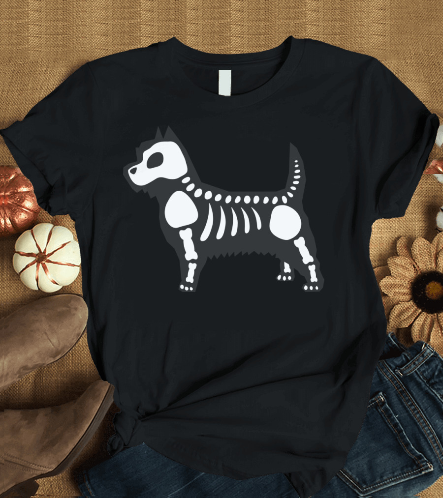 Doggie Bonez Terrier Animal Skeleton Design Bone Structure T-Shirt
