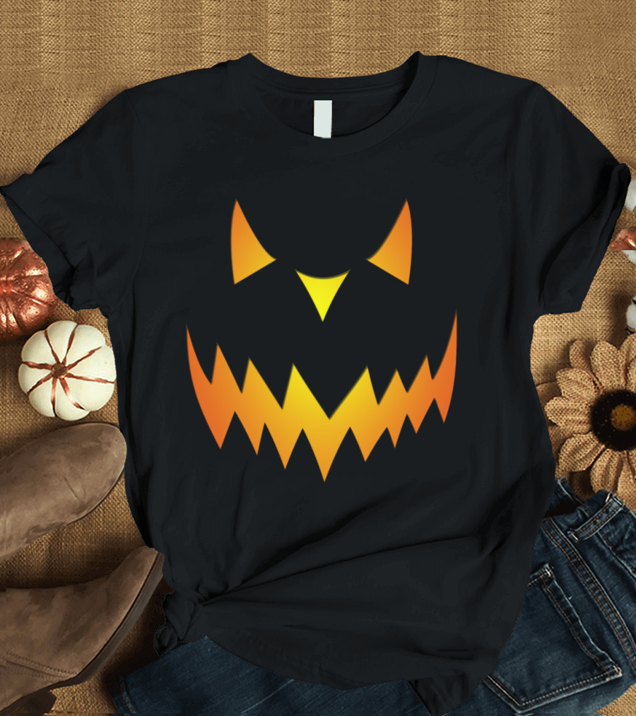 Glowing Scary Halloween Pumpkin Face T-Shirt