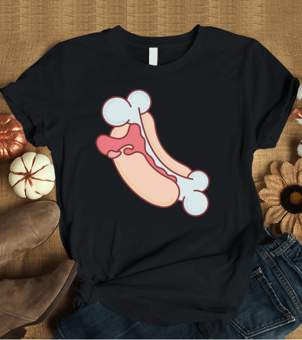 T-Shirt: Boned Dog Hotdog Illustration with Bone Elements T-Shirt Boned Dog Hotdog Illustration with Bone Elements T-Shirt