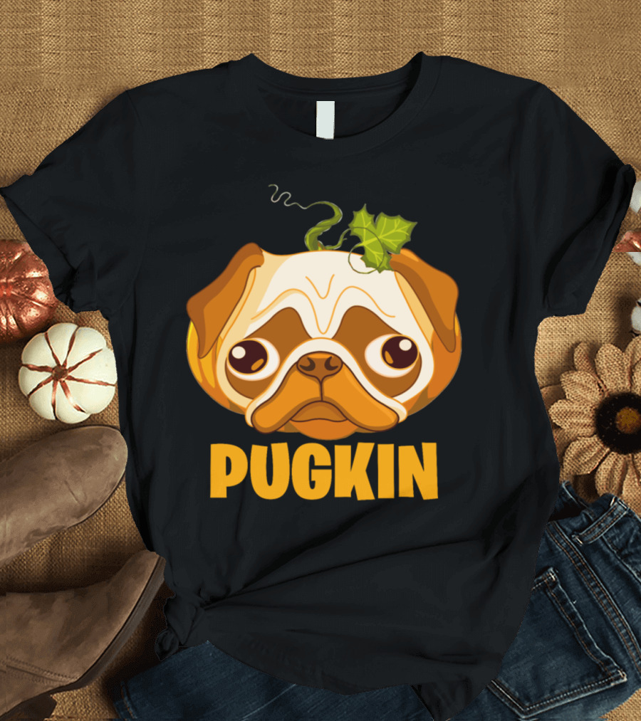 Pugkin Pumpkin Halloween Funny Hilarious Pug T-Shirt