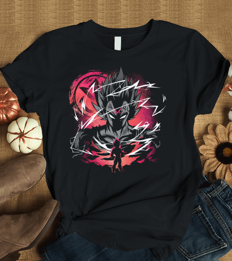 Majin Saiyan Prince Power Surge with Red Aura and Lightning T-Shirt
