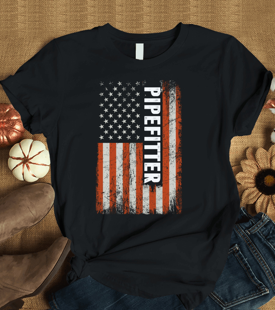 American Flag Pipefitter Patriotic T-Shirt