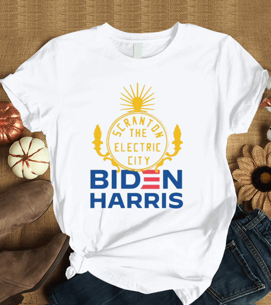 Marni Senofonte Scranton The Electric City Biden Harris White T-Shirt