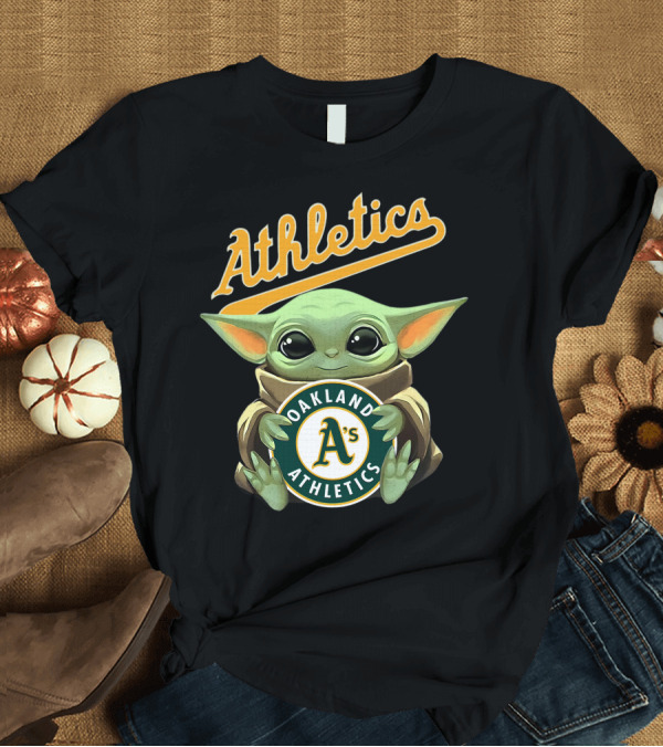 T-Shirt: Oakland Athletics Baby Yoda Hugging A's Baseball T-Shirt Oakland Athletics Baby Yoda Hugging A's Baseball T-Shirt