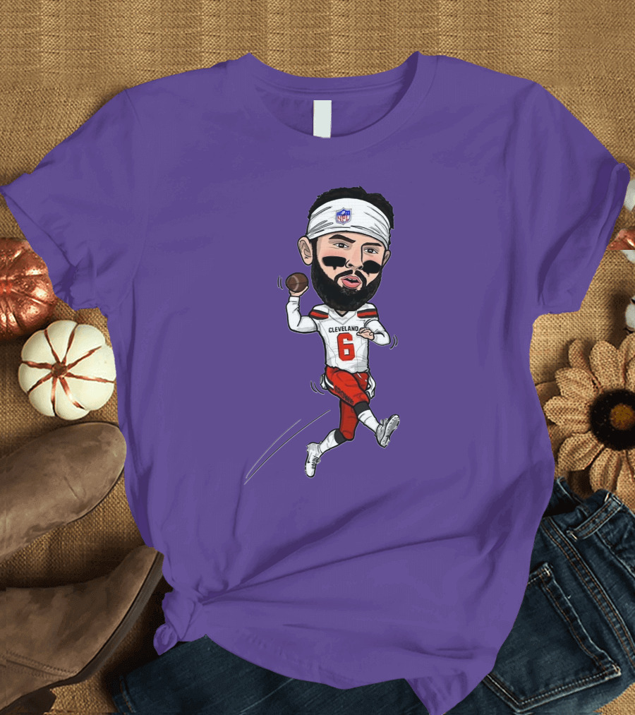 Baker Mayfield Cleveland Browns Football Cartoon Player Number 6 T-Shirt