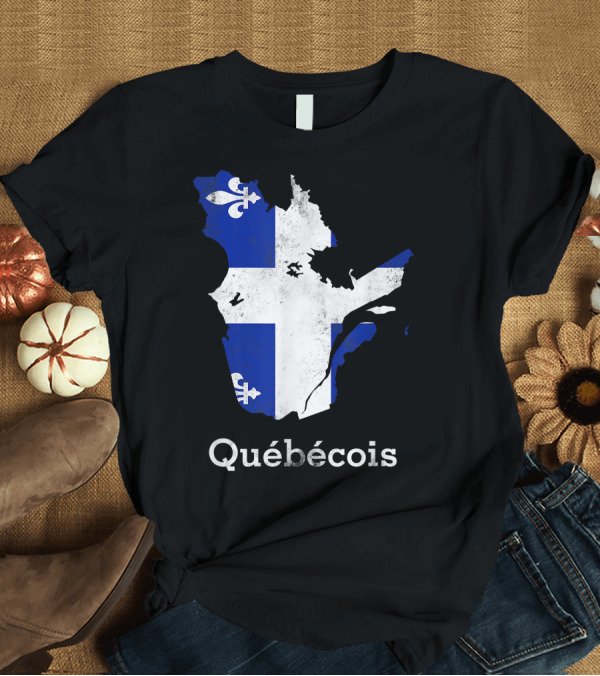 T-Shirt: Québecois Province Map Fleur-de-Lis Montreal Quebec Flag T-Shirt Québecois Province Map Fleur-de-Lis Montreal Quebec Flag T-Shirt