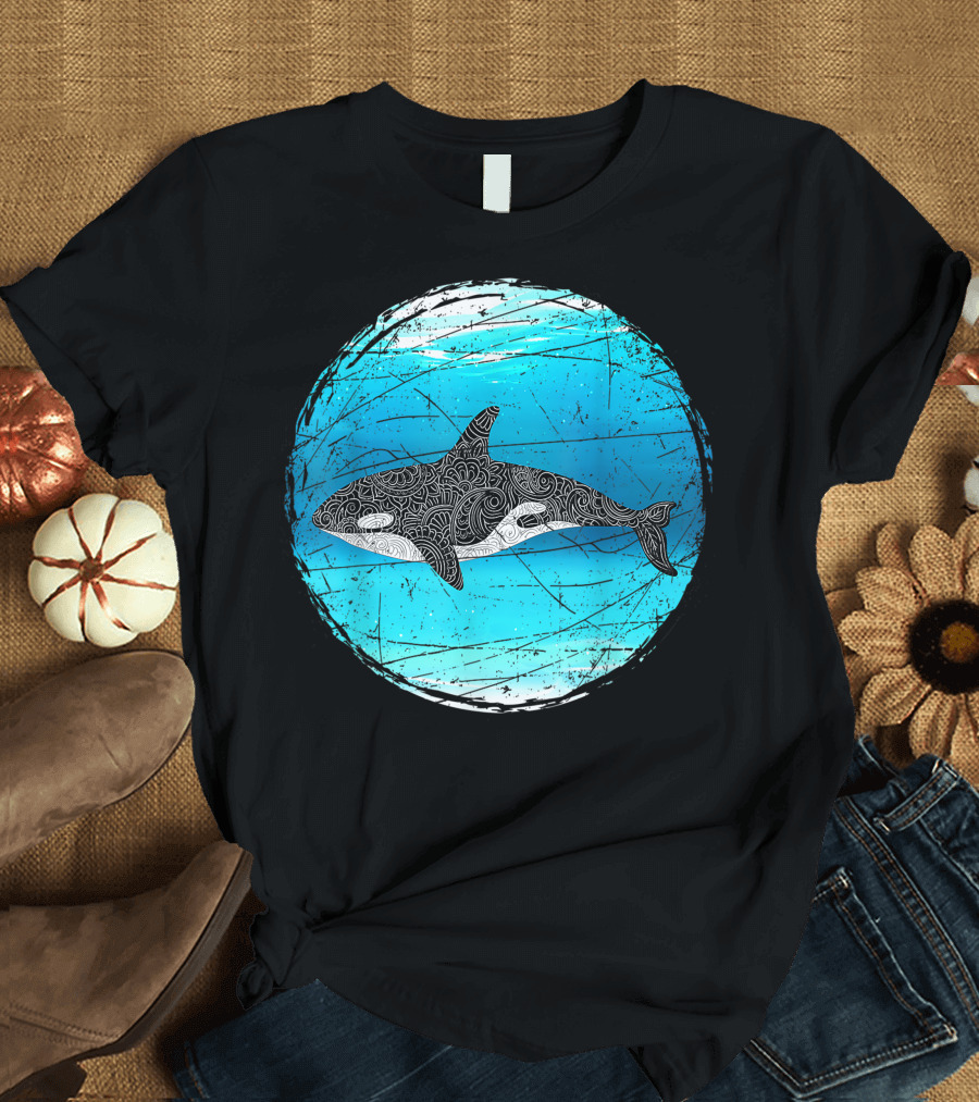 Ocean Killer Whale Mandala Splash T-Shirt