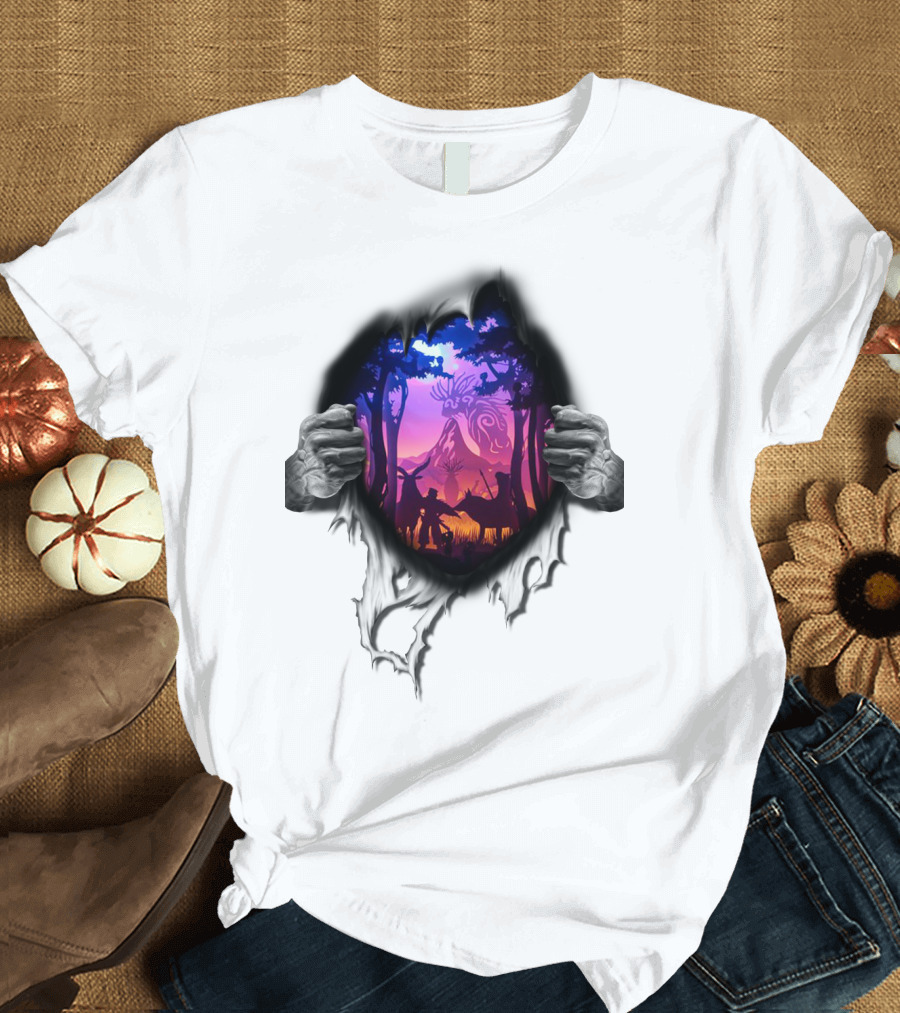 Ghibli Fan Forest Spirit Adventure Scene T-Shirt