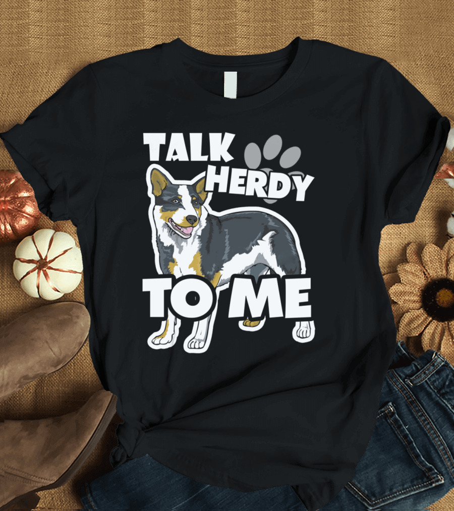 Talk Herdy To Me Australian Shepherd Dog Paw Prints T-Shirt