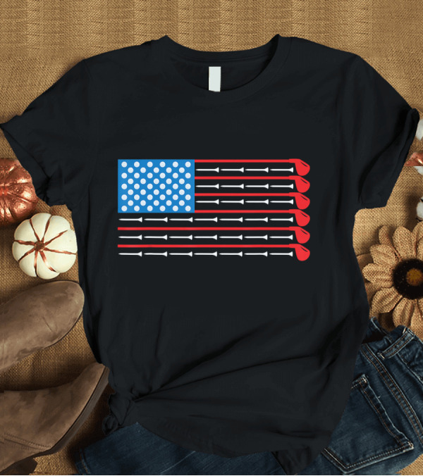 T-Shirt: American Flag Made of Golf Clubs and Balls T-Shirt American Flag Made of Golf Clubs and Balls T-Shirt