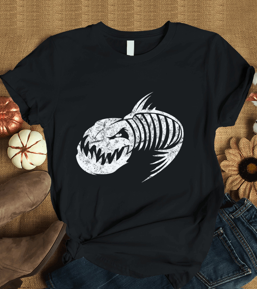 Badass Aggressive Fish Bone Skeleton T-Shirt