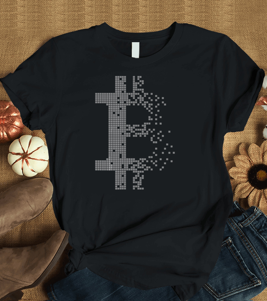 Bitcoin Pixelated Digital Currency Matrix T-Shirt