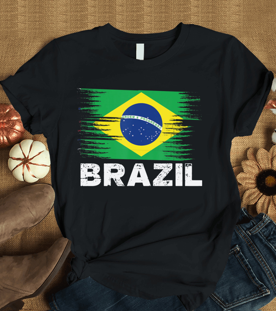 Brazil Brazilian Flag Ordem E Progresso Soccer Sports T-Shirt