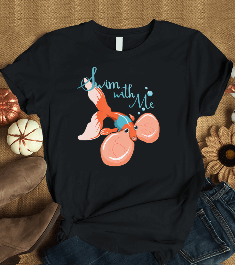 Swim with Me Bubble Eye Goldfish Celestial T-Shirt