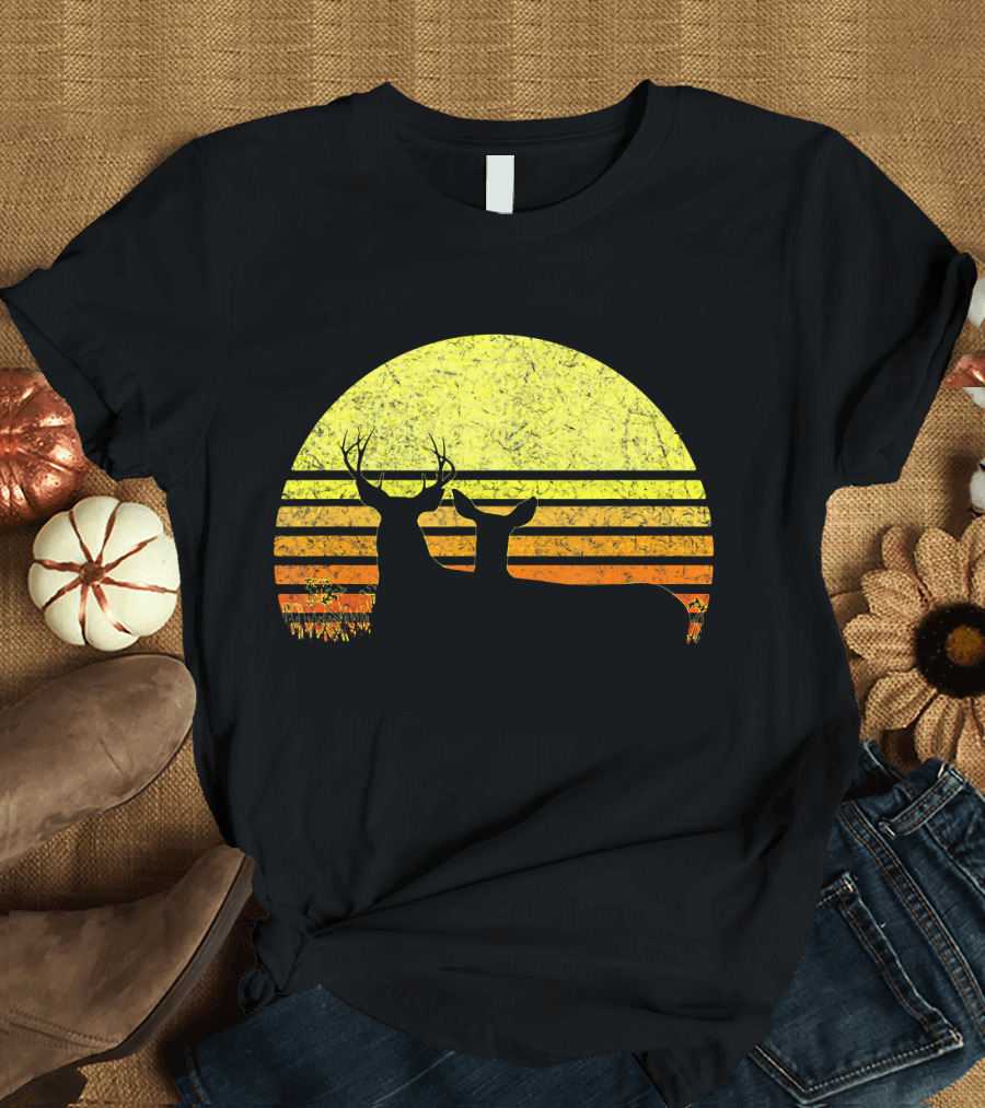 Buck Mule Deer Hunting Dad Sunset T-Shirt