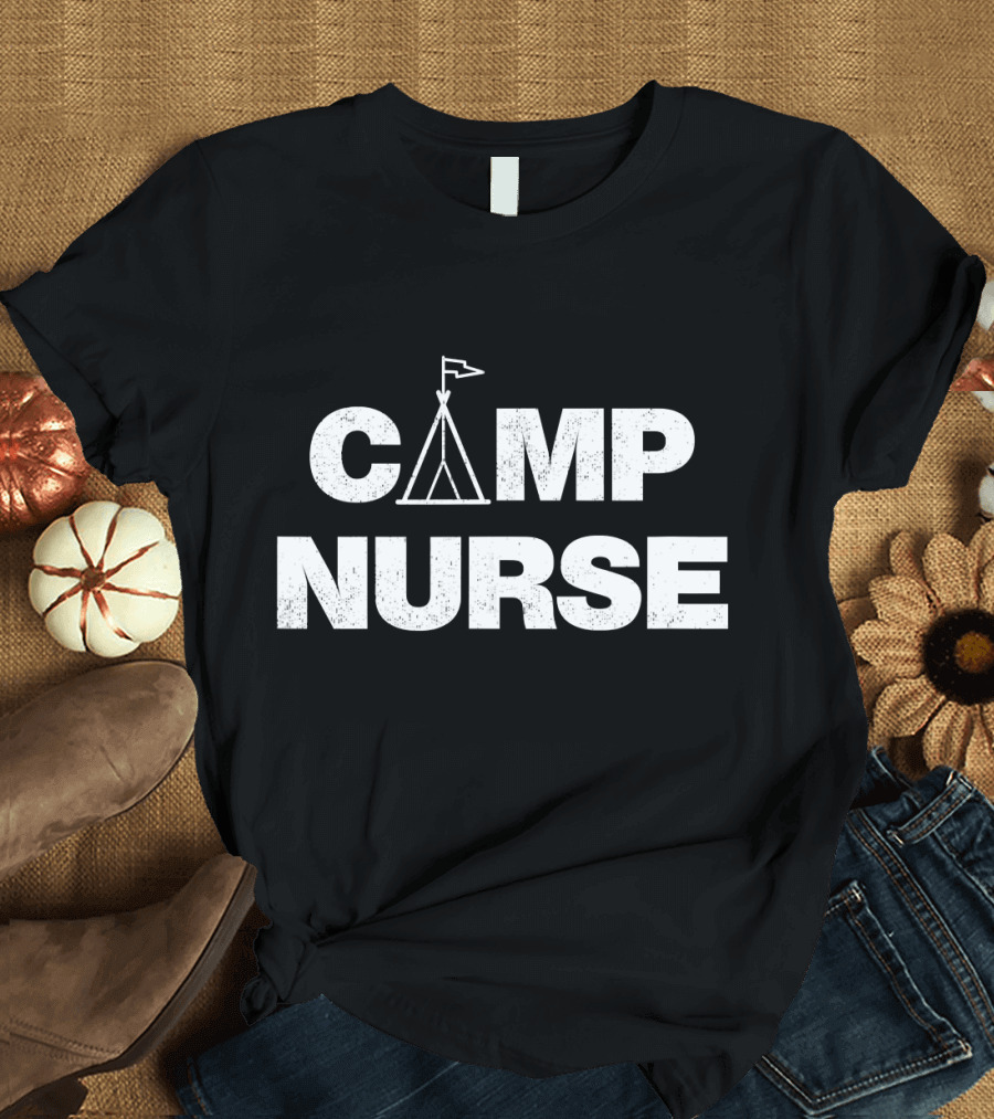 CAMP NURSE Tent Flag Emblem T-Shirt