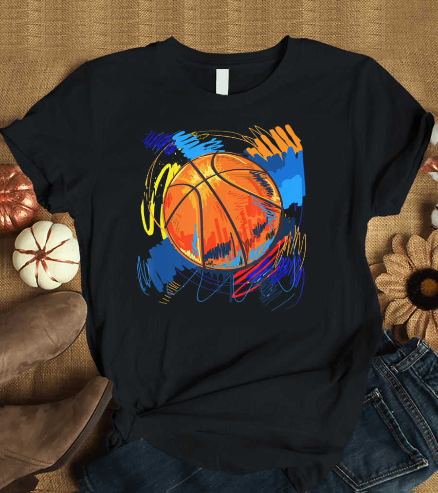 Vibrant Graffiti Style Basketball T-Shirt