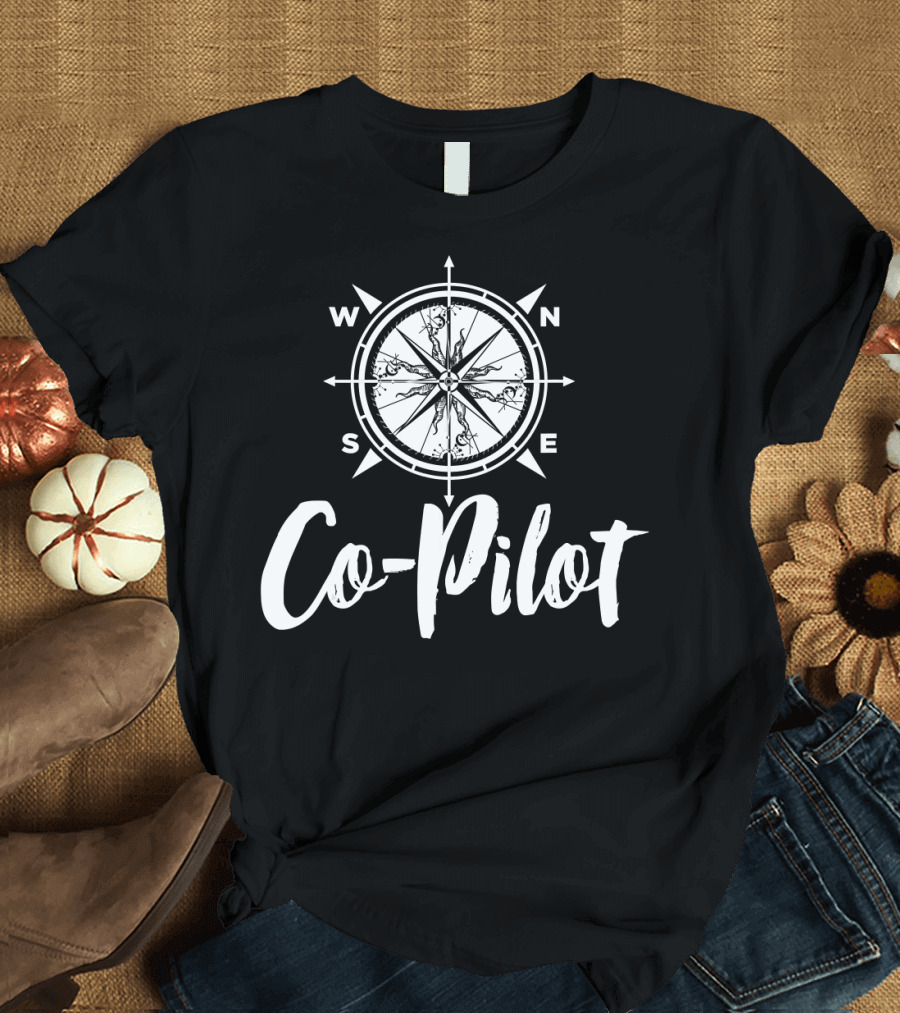 Co Pilot Compass North South East West Travel Adventure T-Shirt