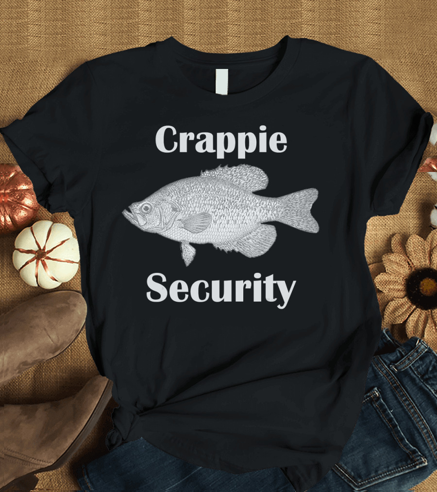 Crappie Security Fish Graphic with Detailed Fish Sketch T-Shirt