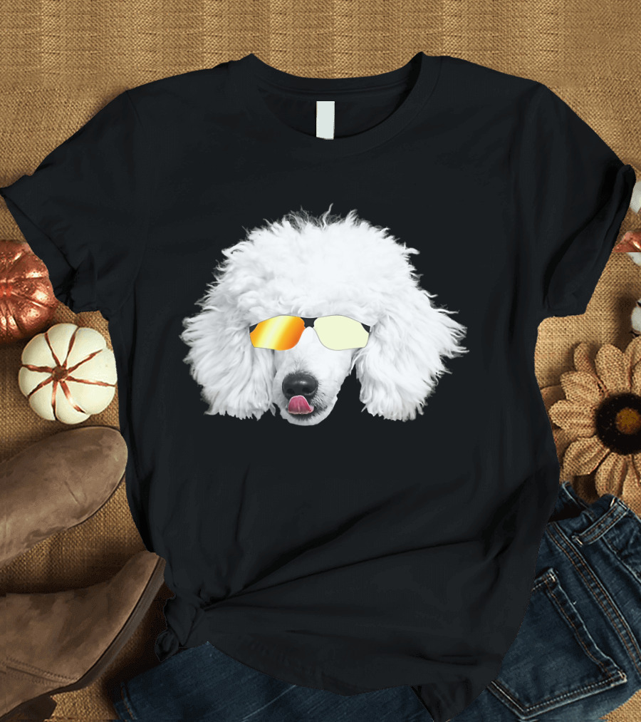 Cute White Poodle Sunglasses Fun T-Shirt