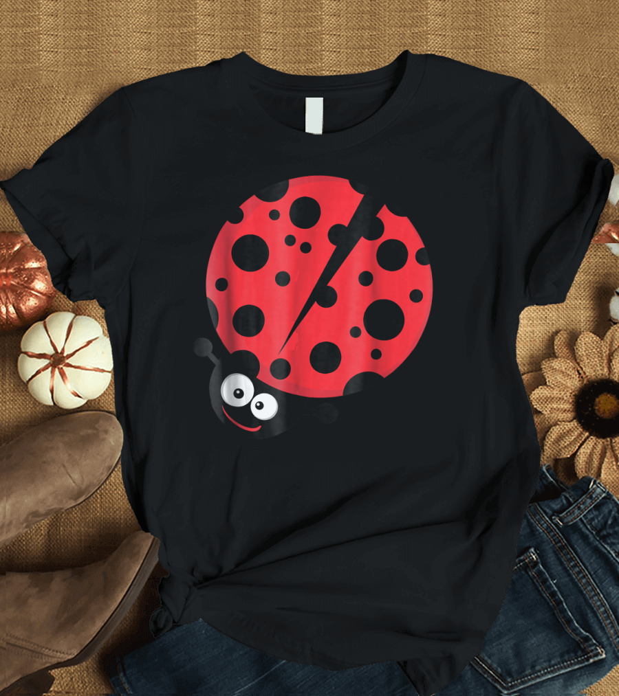 Ladybug Smiling Adorable Springtime Circle Spots T-Shirt