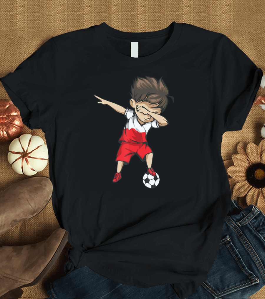 Poland Soccer Dabbing Boy Jersey T-Shirt
