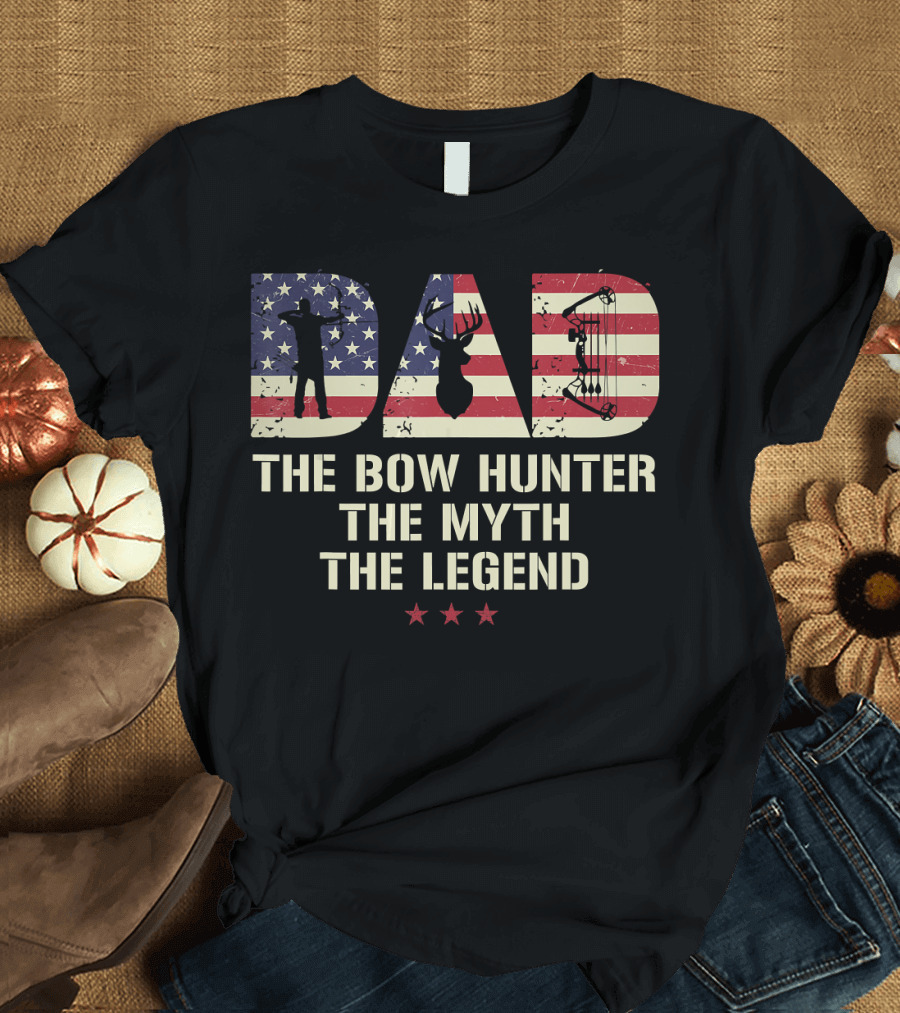 Dad The Bow Hunter The Myth The Legend Deer Hunting Cool Bo T-Shirt