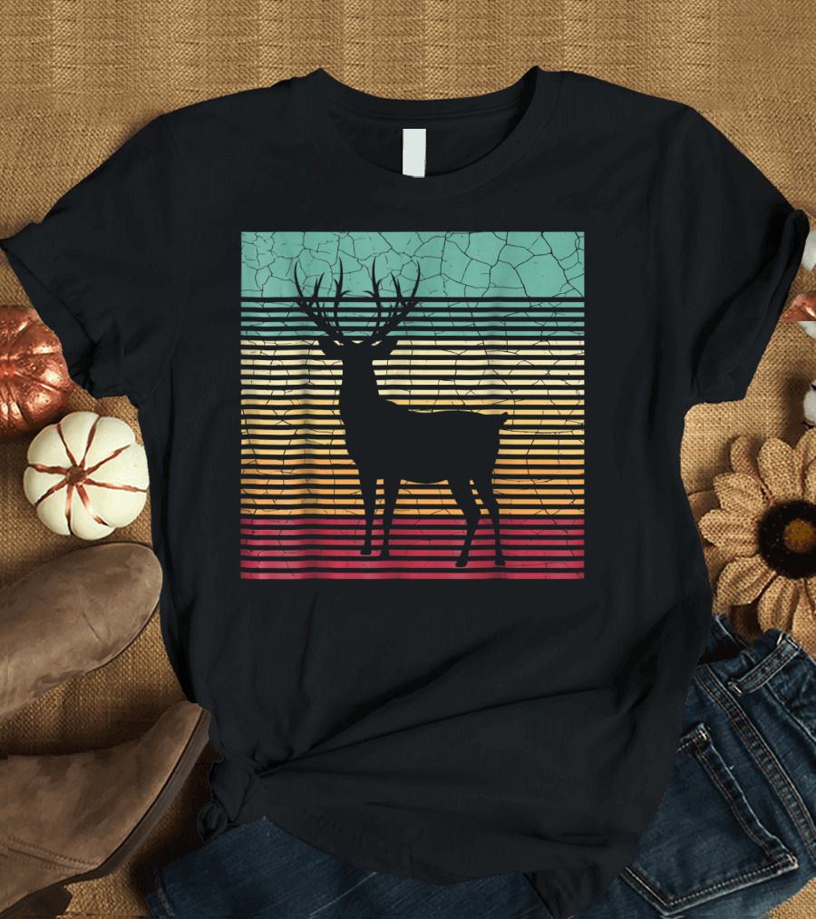 Deer Hunting Buck Silhouette Retro T-Shirt