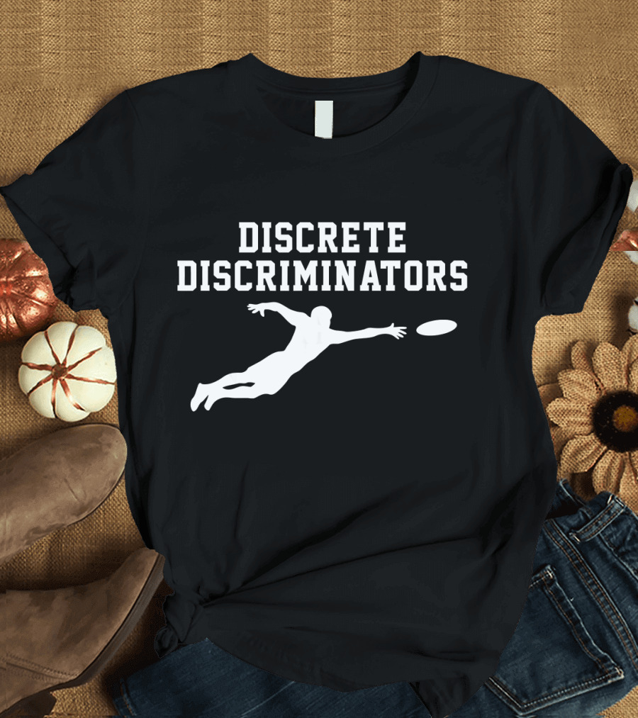 DISCrete DISCriminators Ultimate Frisbee Player in Action T-Shirt