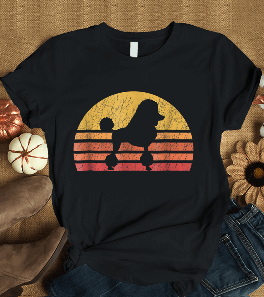 Retro Distressed Sun Poodle Silhouette Vintage Look T-Shirt