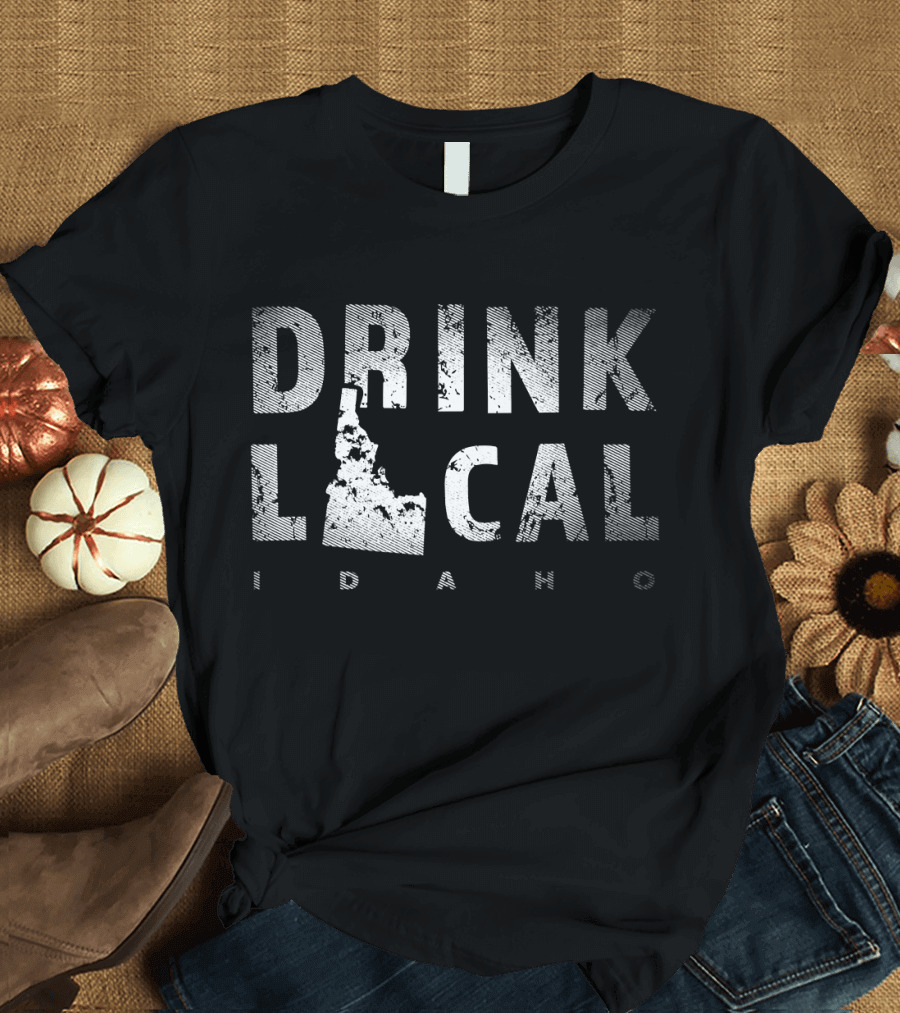 Drink Local Idaho Craft Beer Breweries ID Map T-Shirt